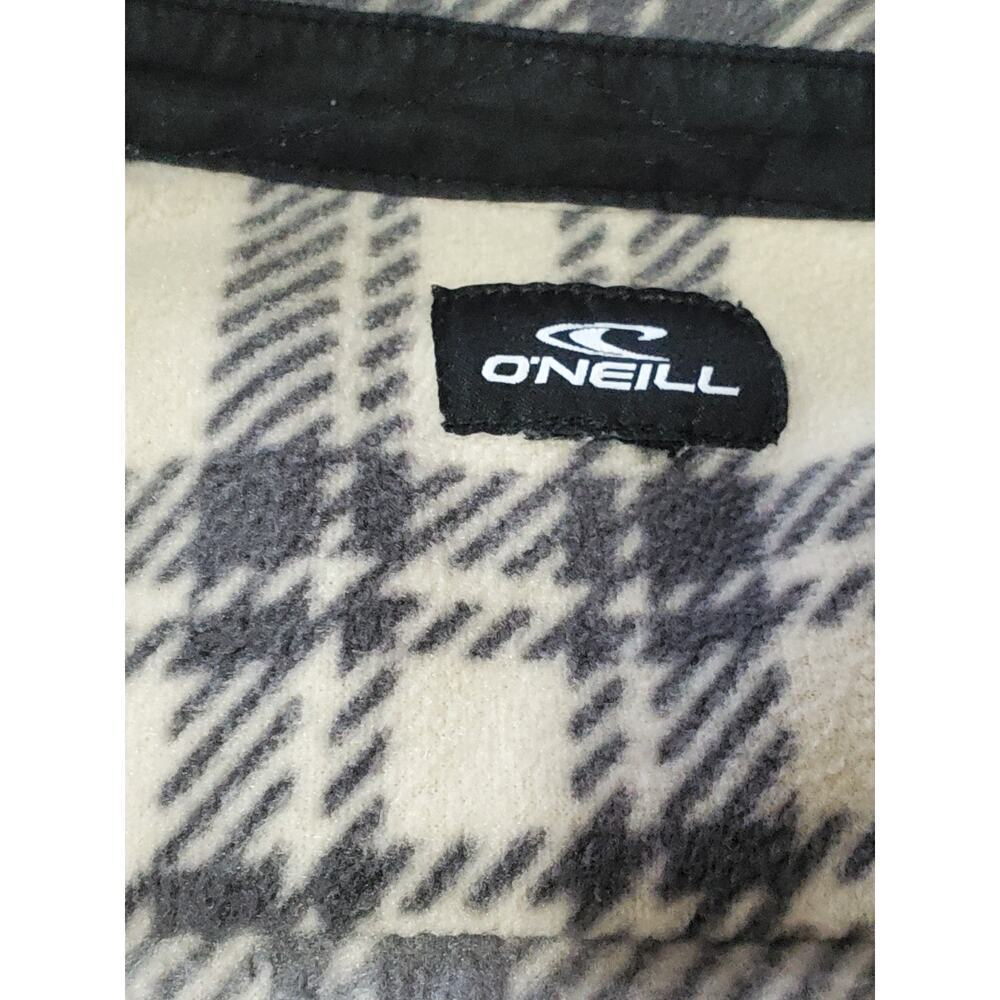 O’Neill Men’s Plaid Fleece Shacket Size L/XL Snap Front Black White Checkered - Picture 2 of 11